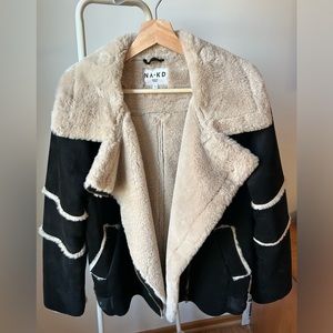 NA-KD Sz EU 36 Aviator Style Faux Suede Jacket